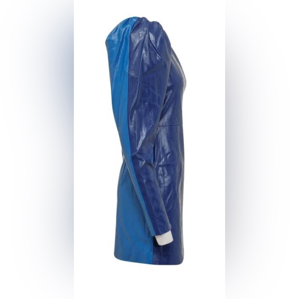 Rotate Chic One-Shoulder Blue leather Dress|size 38 holiday party ready - Picture 3 of 4